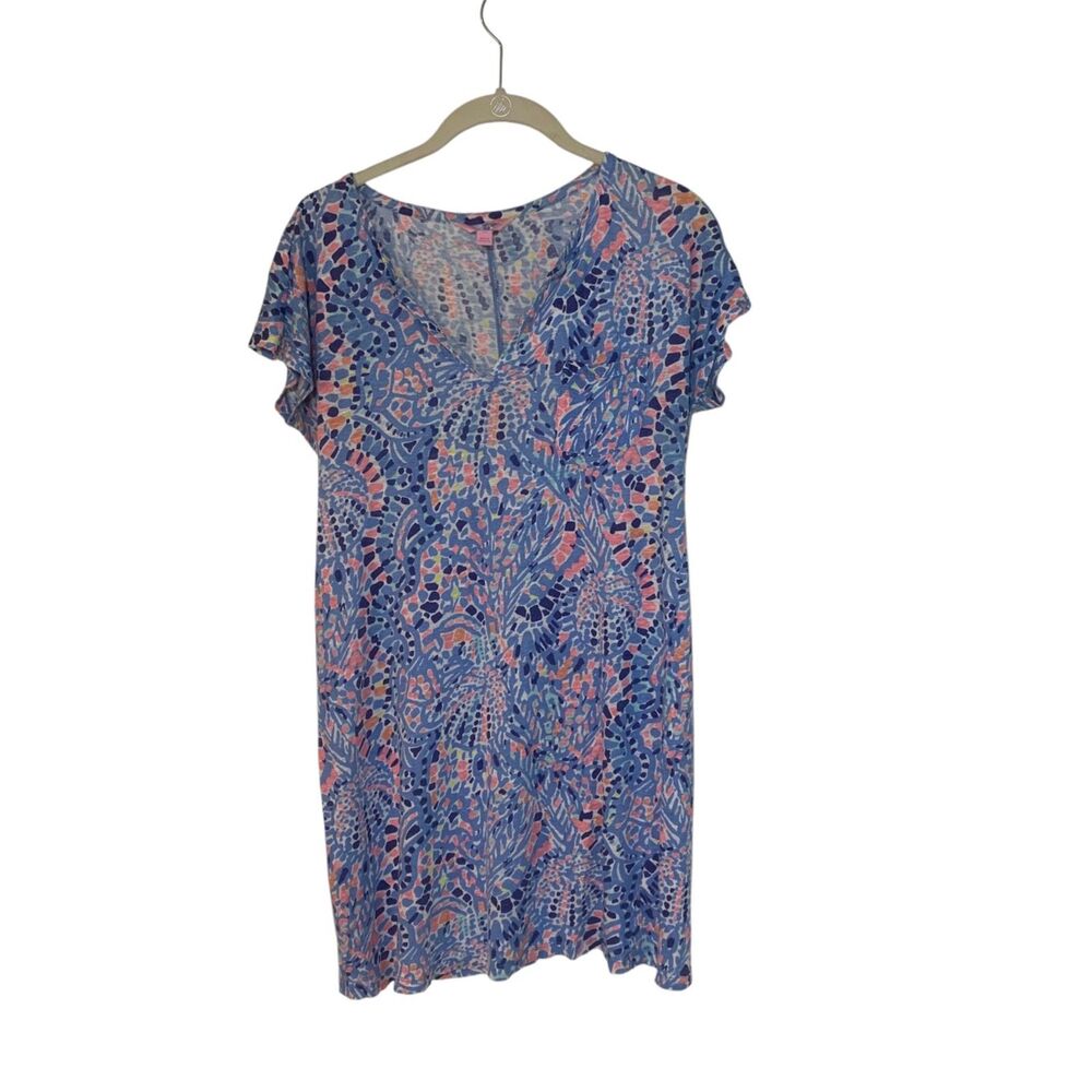 Lilly Pulitzer Womens Duval Tic Tac Tile Allover Linen Dress XS Preppy Beach